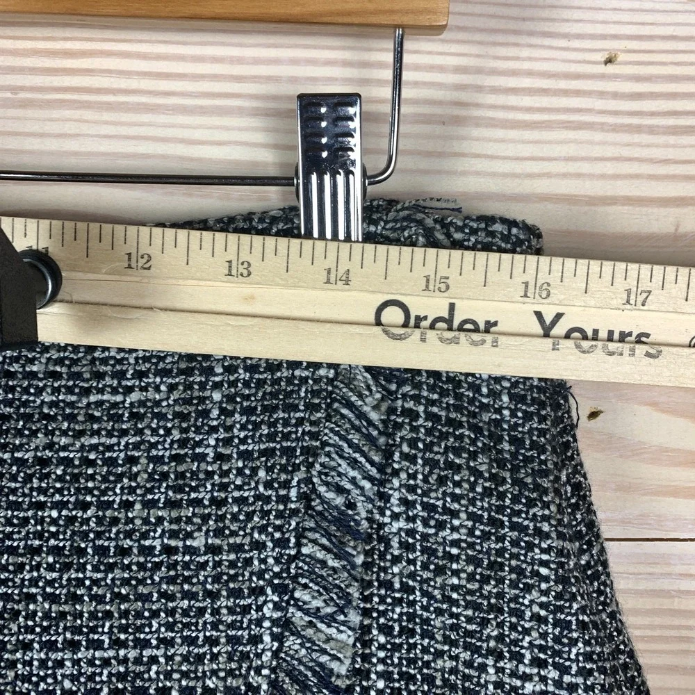 Halogen Tweed Skirt‎ Womens 12 Fray Gray Plaid Twee Career Preppy